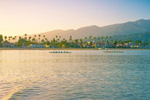 Santa Barbara, Dusk, Rowing, Boats 
